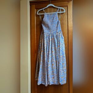 J. Crew Blue Floral Midi Dress
